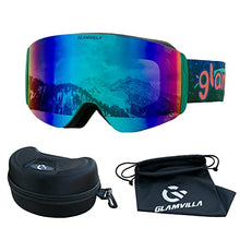 Load image into Gallery viewer, GLAMVILLA Kids Ski Goggles Snow Goggles for Boys Girls Toddlers Youth with 100% UV Protection (green)
