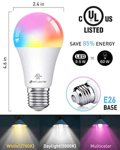 HitLights LED Strip Lights with Smart WiFi LED Light Bulb Dimmable (3 Pack)