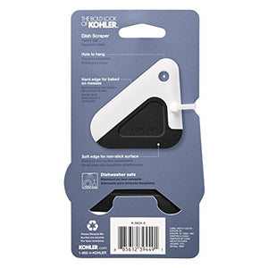 KOHLER Kitchen Pot and Pan Dish Scraper, Silicone and Nylon, Heat Resistant, White and Charcoal