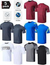 Load image into Gallery viewer, 5 Pack Men’s Active Quick Dry Crew Neck T Shirts | Athletic Running Gym Workout Short Sleeve Tee Tops Bulk (Edition 2, XX-Large)

