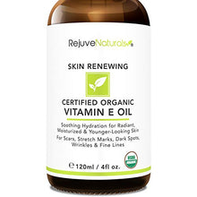 Load image into Gallery viewer, Vitamin E Oil - 100% All Natural &amp; USDA Organic (LARGE 4oz Bottle) Visibly Reduce the Look of Scars, Stretch Marks, Dark Spots &amp; Wrinkles for Hydrated &amp; Youthful Skin. Face &amp; Body Moisturizer

