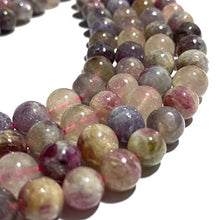 Load image into Gallery viewer, [ABCgems] Brazilian Cherry Tourmaline in Lepidolite (Gorgeous Inclusions- Mohs Hardness 7.5) 10mm Smooth Round Natural Semi-Precious Gemstone Healing Energy Beads
