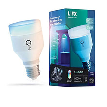 Load image into Gallery viewer, LIFX Clean, A19 1100 lumens, Full Color with Antibacterial HEV, Wi-Fi Smart LED Light Bulb, No Bridge Required, Works with Alexa, Hey Google, HomeKit and Siri.

