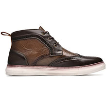 Load image into Gallery viewer, Casual Wingtip Oxford Leather Sneaker Boots for Men Arkbird Men's Fashion Mid-Top Walking Shoes Lightweight Khaki Size 10
