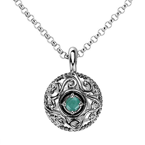 Carolyn Pollack Sterling Silver Emerald May Birthstone Enhancer with Chain