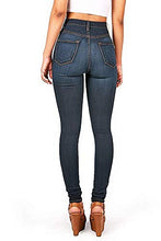 Load image into Gallery viewer, Vibrant Women's Juniors Classic High Waist Denim Skinny Jeans 9 Dark Denim
