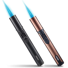 Load image into Gallery viewer, Urgrette 2 Pack Butane Torch Lighter, 6-inch Refillable Pen Lighter Adjustable Jet Flame Butane Lighter for Grill BBQ Candle Camping(Gas Not Included) Raven &amp;Brown
