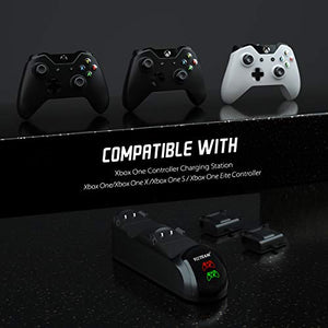 Controller Charger for Xbox, YCCTEAM Battery Pack Rechargeable for Xbox One, Xbox One X, Xbox One S, Xbox One Elite Controller, Charging Station for Xbox One with 2pcs 1200mAh Rechargeable Battery