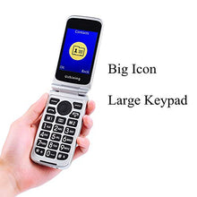 Load image into Gallery viewer, Ushining 3G Unlocked Senior Flip Phone Dual Screen Dual SIM Card T Mobile Flip Phone 2.8 Inch LCD and Large Keypad with Charging Cradle (Black)

