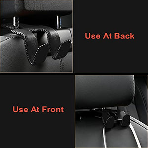 【2021 Upgraded】Car Purse Hook, 2 in 1 Car Seat Headrest Hooks Durable Hanger Storage Holder Leather Organizer for Hanging Grocery Bags, 1 Pack, Beige