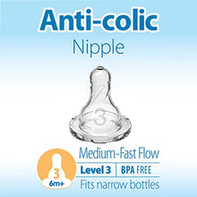 Load image into Gallery viewer, Dr. Brown’s Natural Flow Level 3 Narrow Baby Bottle Silicone Nipple, Medium-Fast Flow, 6m+, 100% Silicone Bottle Nipple, 6 Pack
