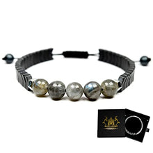 Load image into Gallery viewer, Radiant Labradorite and Hematite Bracelet - Handcrafted Gemstone Beaded Jewelry for Men &amp; Women
