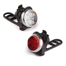 Load image into Gallery viewer, Ascher USB Rechargeable Bike Light Set,Super Bright Front Headlight and Rear LED Bicycle Light,650mah Lithium Battery,4 Light Mode Options(2 USB cables and 4 Strap Included)
