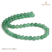 Load image into Gallery viewer, BEADNOVA Green Aventurine Beads Natural Crystal Beads Stone Gemstone Round Loose Energy Healing Beads with Free Crystal Stretch Cord for Jewelry Making (8mm, 45-48pcs)
