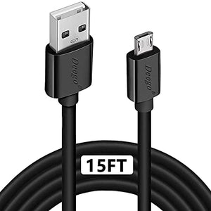 Micro USB Cable,15Ft Extra Long PS4 Controller Charger Cable, DEEGO Durable Android Charging Cord for Samsung Galaxy S7 Edge S6,Note 5,Note 4,Moto G5,Android Phone,Kindle Fire,Black