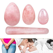 Load image into Gallery viewer, MIMOSA Yoni Eggs of Upgraded Size, GIA Certified and Drilled Rose Quartz[3 Pack]with Instructions, and Massage Tool
