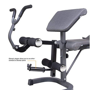 Body Champ BCB5860 Olympic Weight Bench with Preacher Curl, Leg Developer and Crunch Handle, Dark Gray/Black