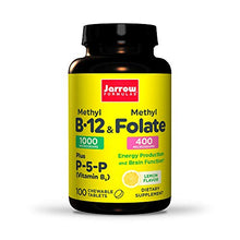Load image into Gallery viewer, Jarrow Formulas Methyl B-12 &amp; Methyl Folate - 100 Chewable Tablets, Lemon - Bioactive Vitamin B12 &amp; B9 - Supports Energy Production, Brain Function &amp; Metabolism - Gluten Free - 100 Servings
