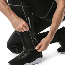 Load image into Gallery viewer, TSLA Men's Windproof Cycling Thermal Fleece Winter Pants Running Hiking Cold Active Bottoms Sweats, Cycling Windpants(ykb01) - Black &amp; Grey, X-Large (Waist 35.5-38 Inch)
