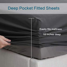 Load image into Gallery viewer, MAEVIS Bed Sheet Set Queen Size 18 Inches Deep Pocket 100% Polyester Microfiber Luxury Smooth Bedding, Super Soft Hypoallergenic Breathable, Resistant Fade Stain Wrinkle-4 Piece (Dark Gray)
