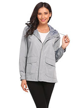 Load image into Gallery viewer, Unibelle Women&#39;s Waterproof Rain Jacket Outdoor Hooded Windbreaker Raincoat Grey Small
