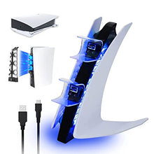 Load image into Gallery viewer, NexiGo PS5 Accessories Holiday Bundle, DualSense Controller Charger Special Edition, PS5 Cooling Fan with LED Light, Horizontal Stand for Disc &amp; Digital Edition
