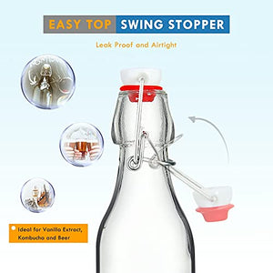 8oz Swing Top Bottles - Glass Beer Bottle with Airtight Rubber Seal Flip Caps for Home Brewing Kombucha, Beverages, Oil, Vinegar, Water, Soda, Kefir (9 Pack)