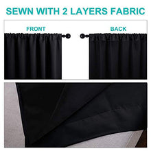 Load image into Gallery viewer, NICETOWN 100% Blackout Curtains Heat Blocking, Durable Black Lined Blackout Curtains for Bedroom, Energy Saving Long Curtains for Patio Sliding Glass Door, Black, 52-inch x 95-inch, 2 Panels
