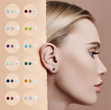 Load image into Gallery viewer, Solid 14K White Gold Round Genuine Amethyst Stud Earrings (4mm)
