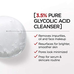 L'Oreal Paris Skincare Revitalift Derm Intensives Gel Cleanser with 3.5% Pure Glycolic Acid, Salicylic Acid to resurface and prep skin for serum, 6.7 fl oz