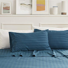 Load image into Gallery viewer, SLEEP ZONE Striped Bed Sheet Sets 120gsm Luxury Microfiber Temperature Regulation Sheets Soft Wrinkle Free Fade Resistant Easy Care (Teal, Queen)
