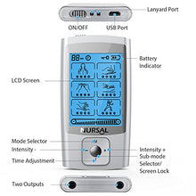 Load image into Gallery viewer, NURSAL 24 Modes TENS Unit Muscle Stimulator with Continuous Stimulation, Rechargeable Electronic Pulse Massager with 8 Pads for Back and Shoulder Pain Relief and Muscle Strength
