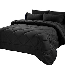 Load image into Gallery viewer, CozyLux Twin Bed in a Bag Comforter Sets with Comforter and Sheets 5 Pieces for Girls and Boys Black All Season Bedding Sets with Comforter, Pillow Sham, Flat Sheet, Fitted Sheet and Pillowcase
