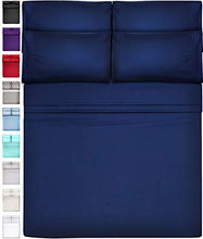 Load image into Gallery viewer, 6 Piece Extra Deep Pocket Sheets Microfiber Sheets Bed Sheets Bedding Sets Queen Size, Navy Blue
