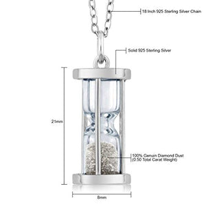 Gem Stone King 925 Sterling Silver Genuine Diamond Dust Hourglass Pendant Necklace (0.50 Ct, With 18 Inch Chain)