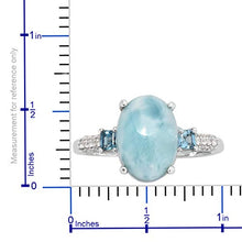 Load image into Gallery viewer, Promise Ring 925 Sterling Silver Oval Larimar Blue Topaz Platinum Plated for Women Jewelry Size 9
