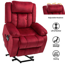 Load image into Gallery viewer, Mecor Lift Chair,Power Lift Recliner for Elderly,Fleece Massage Recliner Chair with Adjustable Headrest/Heat/Side Pockets/USB Charge Port for Living Room (Red)
