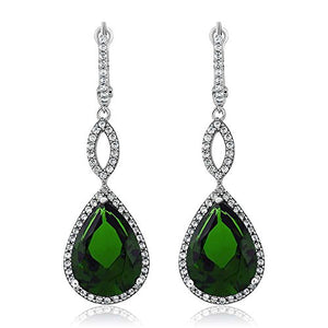 Gem Stone King 925 Sterling Silver Long Drop Dangle Elegant Wedding Bridal Chandelier Teardrop Earrings For Women (2 Inch Pear Shape 16X12MM, 20.00 Cttw)