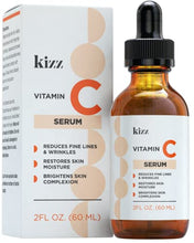 Load image into Gallery viewer, KIZZ Vitamin C Serum - Facial Skin Care Formulated with Hyaluronic Acid, Vitamin E, Aloe, Jojoba Oil &amp; Witch Hazel - For Brightening &amp; Moisturizing Skin - Helps Lift Fine Lines, Wrinkles - 2 fl. Oz
