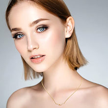 Load image into Gallery viewer, 14k Gold Plated Wicker Pendant Necklace with Cubic Zirconia
