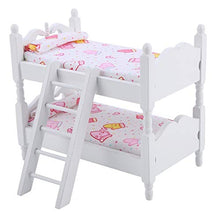 Load image into Gallery viewer, HelloCreate Doll Bunk Bed, House Mini Furniture Children Bedroom Model Bunk Bed Toys(Pink gloves)
