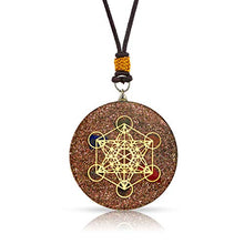 Load image into Gallery viewer, Orgone Pendant Necklace | Reiki Merkaba Metatron&#39;s Cube | 7 Major Chakras and SBB Coil | 2 Inch Diameter with Adjustable Neck Cord (Black Box)
