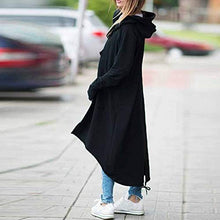 Load image into Gallery viewer, perfectCOCO Long Sweatshirt Women Fashion Hoodie Windbreaker Warm Hooded Jacket Long Sleeve Coat with Pocket Black
