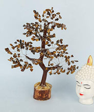 Load image into Gallery viewer, Crocon Tiger Eye Gemstone Money Tree Feng Shui Bonsai for Reiki Healing Chakra Stone Balancing Energy Generator Spiritual Meditation Home Interior Office Decor Size 10-12 Inch
