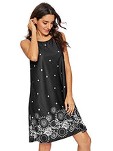 Load image into Gallery viewer, Romwe Women's Summer Sundress Floral Printed Sleeveless Casual A Line Dress Black S
