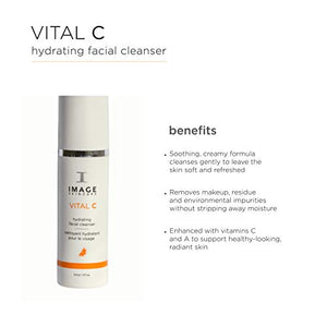 IMAGE Skincare VITAL C Hydrating Facial Cleanser - Gentle Cleanser with Vitamin C and Vitamin A to Support Healthy-Looking, Radiant Skin - 6 fl oz