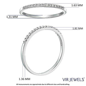 1/8 cttw Petite Diamond Wedding Band in 10K White Gold Prong Set Round Size 8