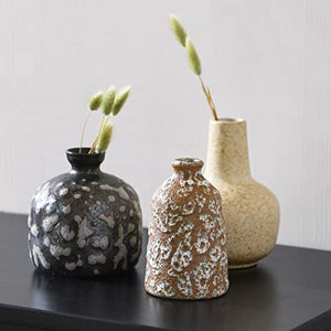 Main + Mesa Stoneware Vases with Reactive Glaze, Set of 3