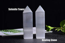 Load image into Gallery viewer, AMOYSTONE Selenite Tower Crystals and Healing Stones Wands Crystal Points 4 Sides Tower Large 6" Tall 1 PC
