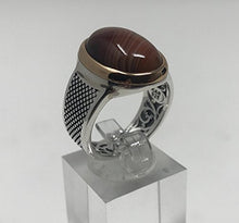Load image into Gallery viewer, KAR 925K STERLING SILVER NATURAL VEINY AGATE (Aqeeq) MEN&#39;S RING USA SELLER K32F (8)
